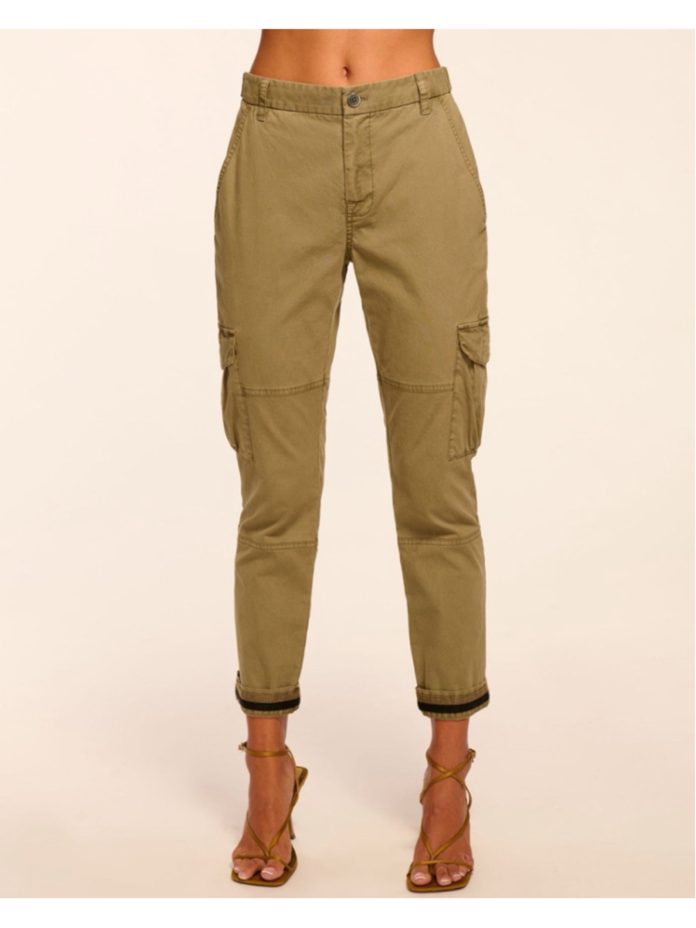 Ramy Brook Isabelle Canvas Ankle Length Pant Safari Geeen Sz 4 Mid Rise READ